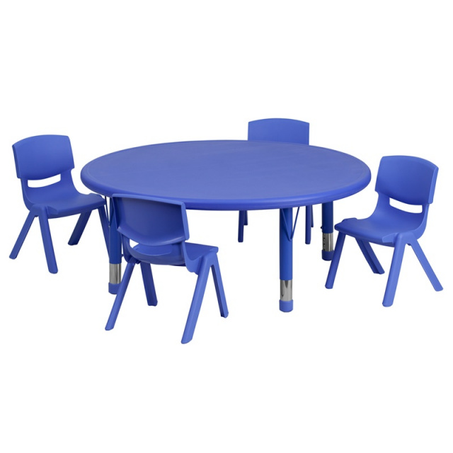 FF Round 45" Activity Table & 4 Chairs 10.5" Blue