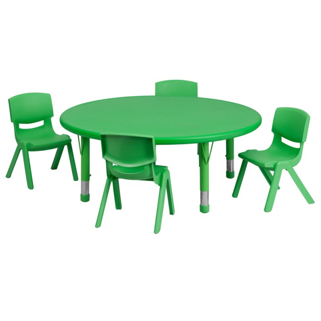 FF Round 45" Activity Table & 4 Chairs 10.5" Green