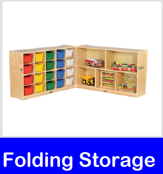 Storage - Fold & Lock Shelves and locking storage cabinets for preschool and daycare